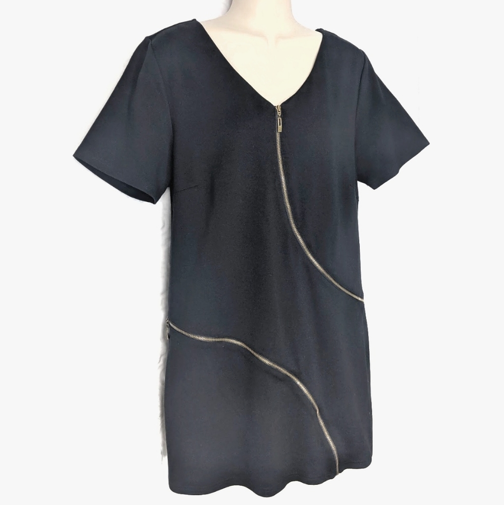 Mark Zunino Zipper Detail Little Black Dress Sz L